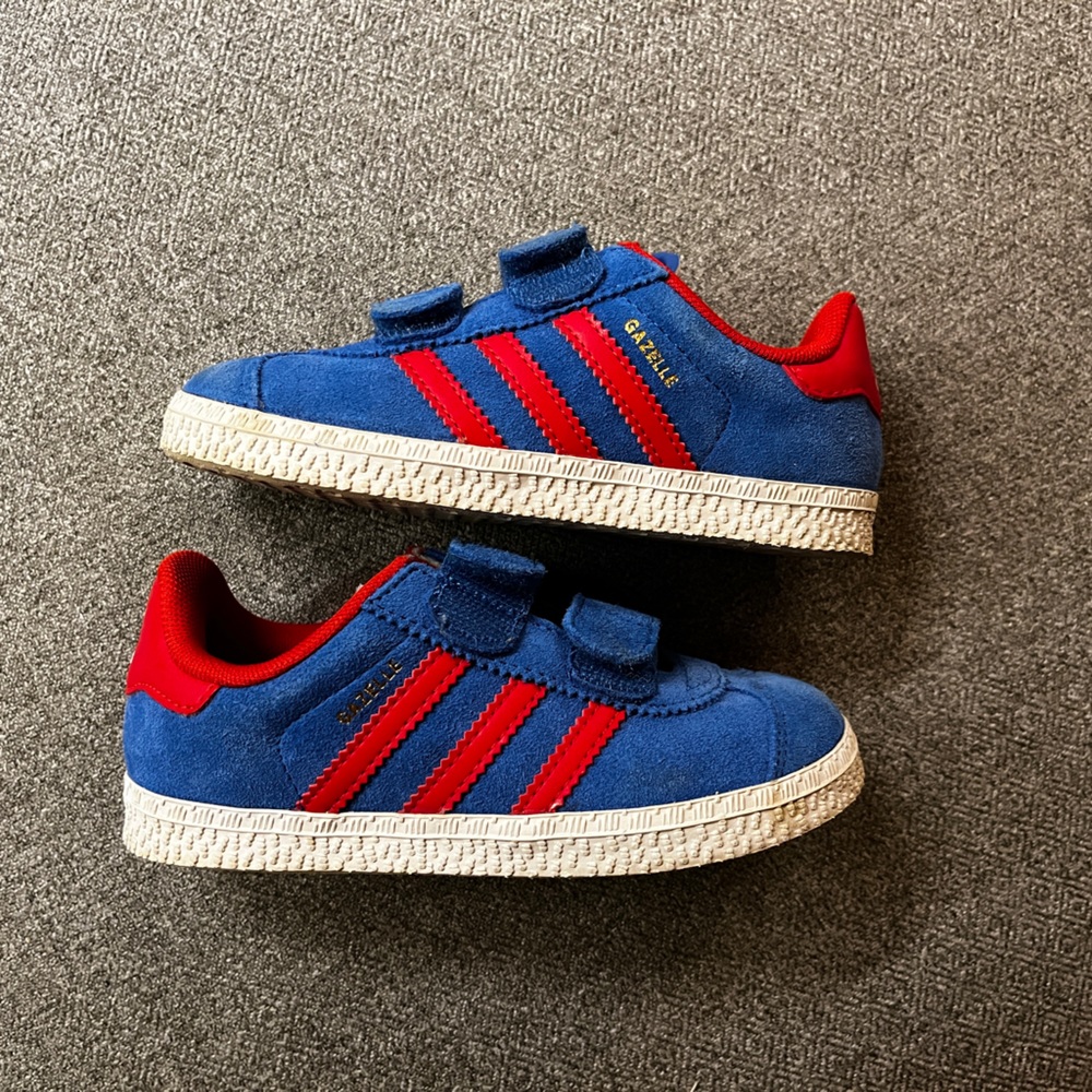 Adidas Gazelle red and blue kids shoes